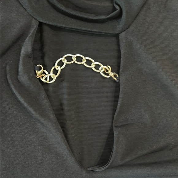 Pinc Black Mini Dress with Gold Chain Detail - Picture 3 of 5
